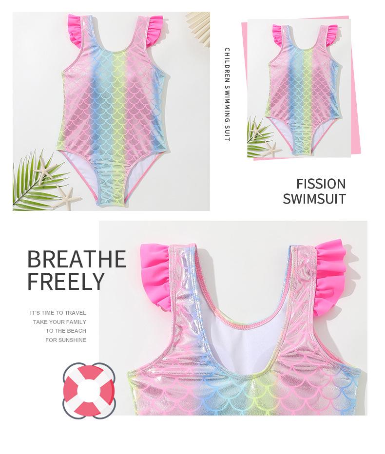 Новый детский купальник-русалка с оборками и открытыми плечами