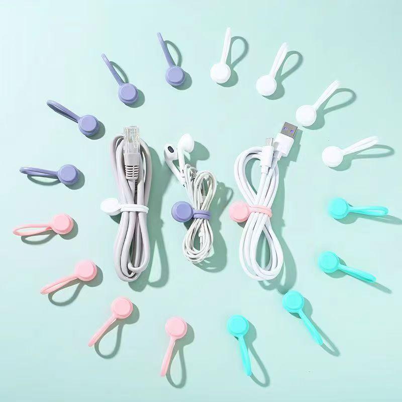 3pcs Silicone Magnetic Cable Tie Reusable Wire Organizer For Bundling And Securing Headphone Or Data Cables