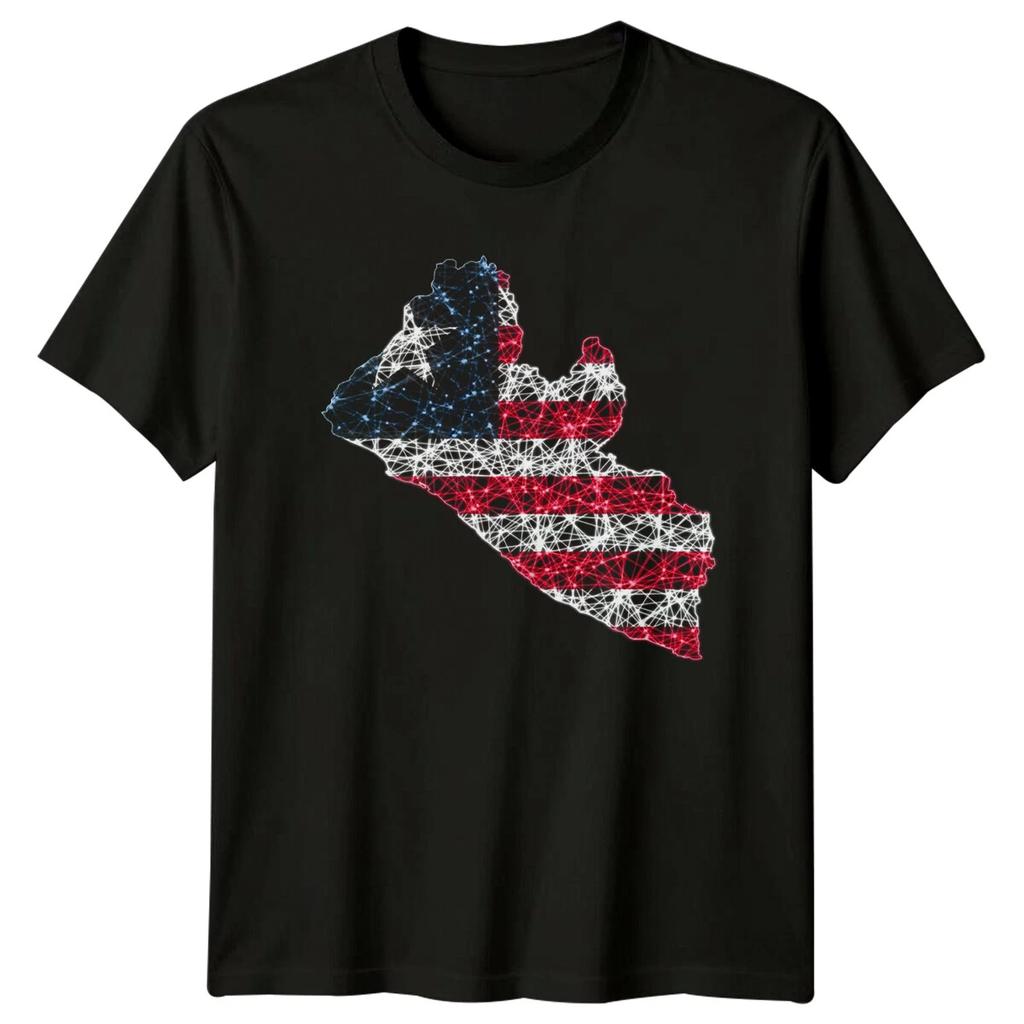Liberia Map Flag Mens T-Shirt Womens Graphic Tee Travel Unisex Top