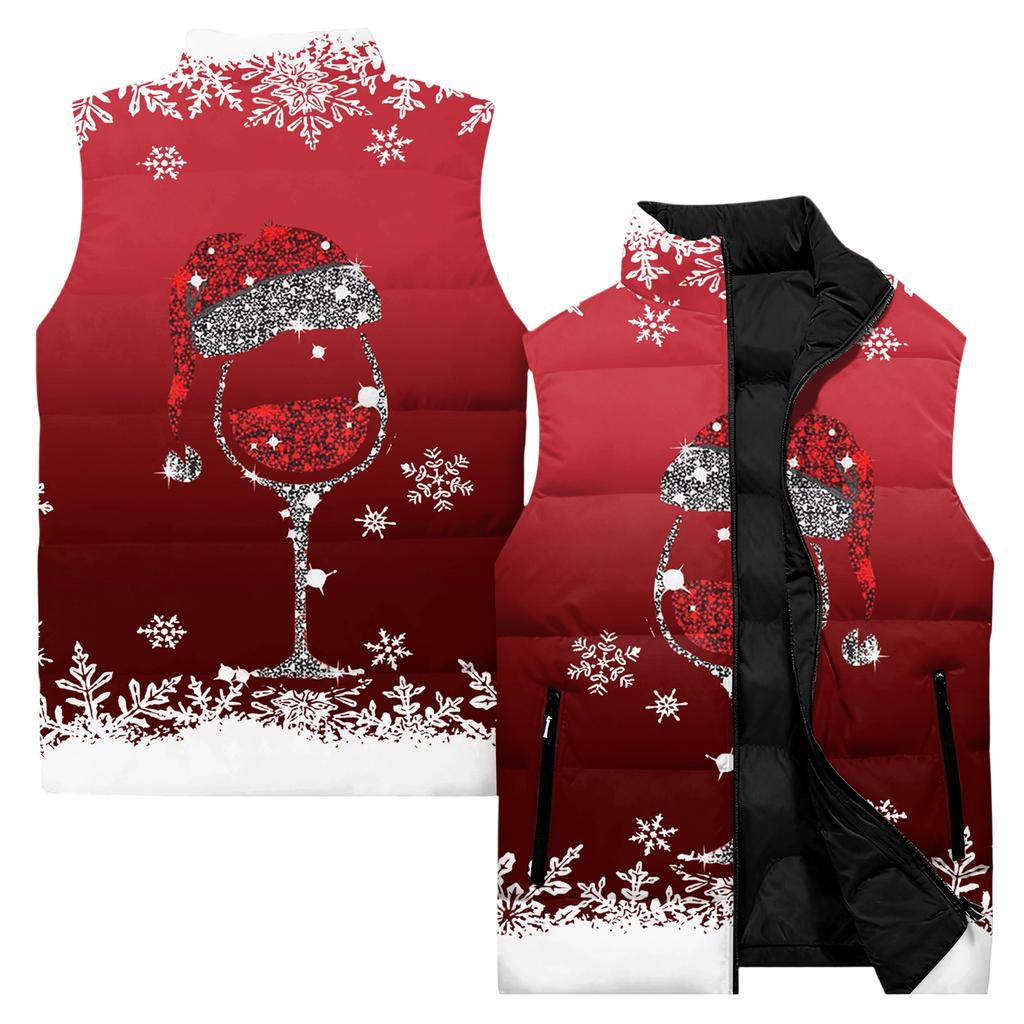 Men's Casual And Fashionable Sleeveless Vest, Solid-color Printed Cotton Jacket