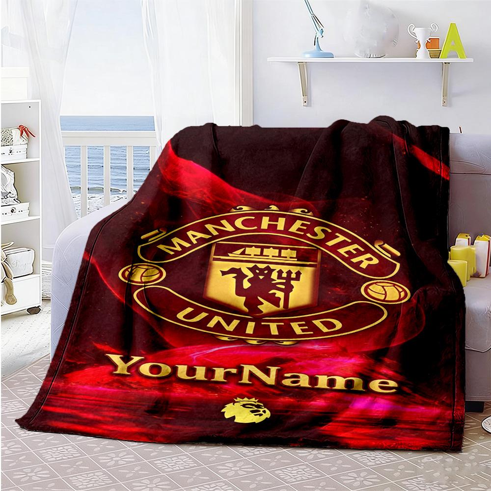 Manchester Customize Your Name Blanket Multi-purpose Customizable Blanket Comfortable for Nap Livingroom Seaside Bedding Four Seasons Universal