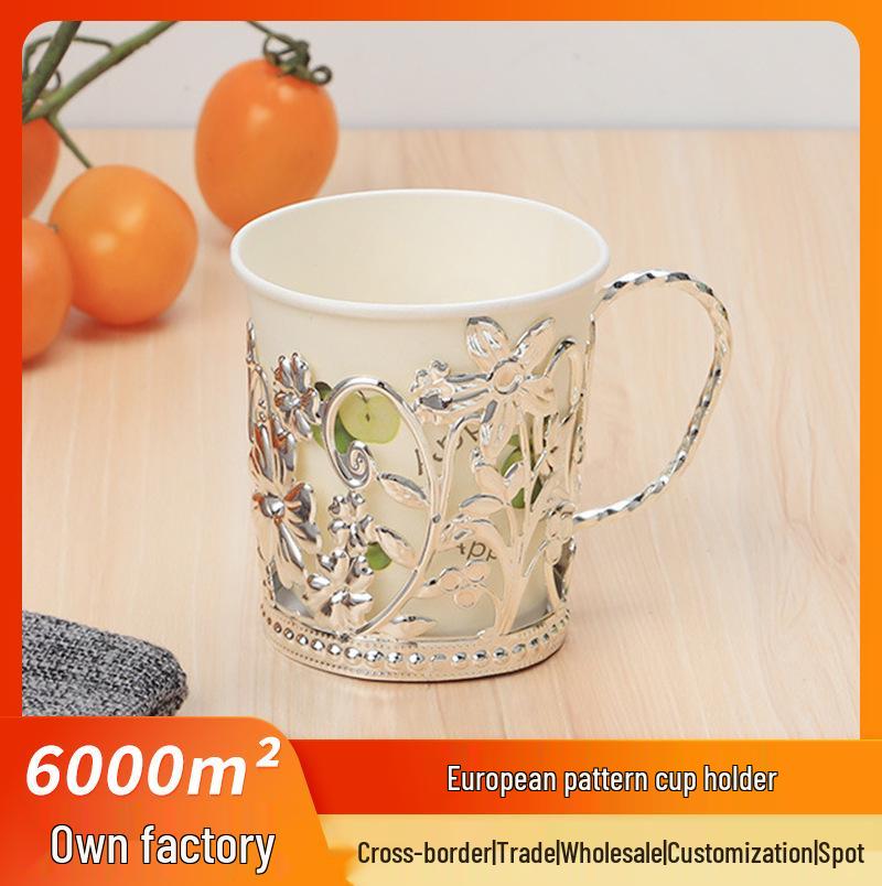 Кованое железо Одноразовый держатель для чашки и Изолированная подставка для чая с серебряным кружевом