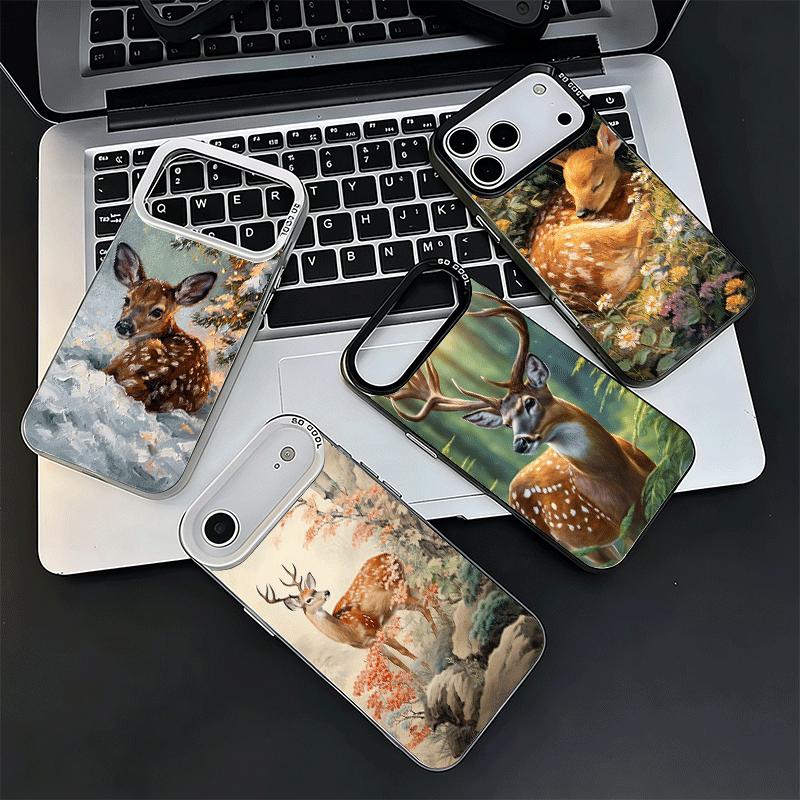 Чехол для телефона Sika Deer Elk Animal Ударопрочный для iPhone 17 Air 16 16E 15 Pro Max 14 Plus 13 Mini 12 Задняя крышка Противоударный Fundas
