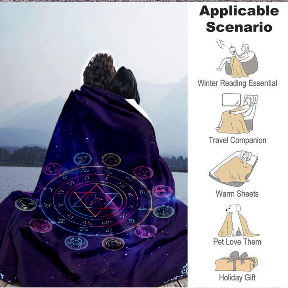 1pc Astrology Symbols Blanket - Perfect Gift for Birthdays, Christmas & Halloween- Soft, Warm & Versatile yy250909169