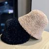 Новая шляпа рыбака женская осенне-зимняя однотонная универсальная теплая плюшевая шляпа-ведро нишевого дизайна с простым покрытием лица