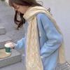Soft and Waxy Retro Knitted Twist Scarf for Girls Winter New Thick Woolen Scarf Thickened and Warm College Style
