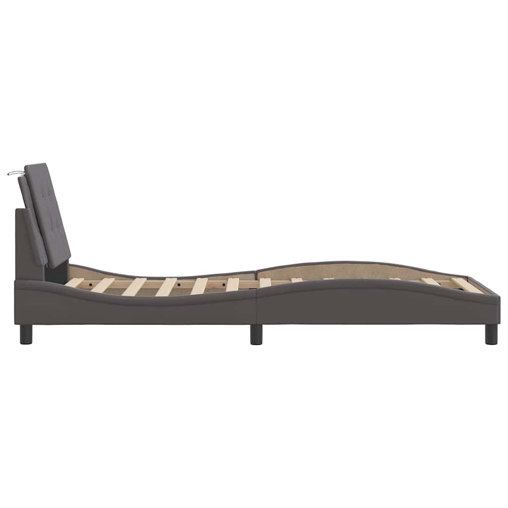 Bed Frame without Mattress Zadar Grey 90x200 cm Faux Leather
