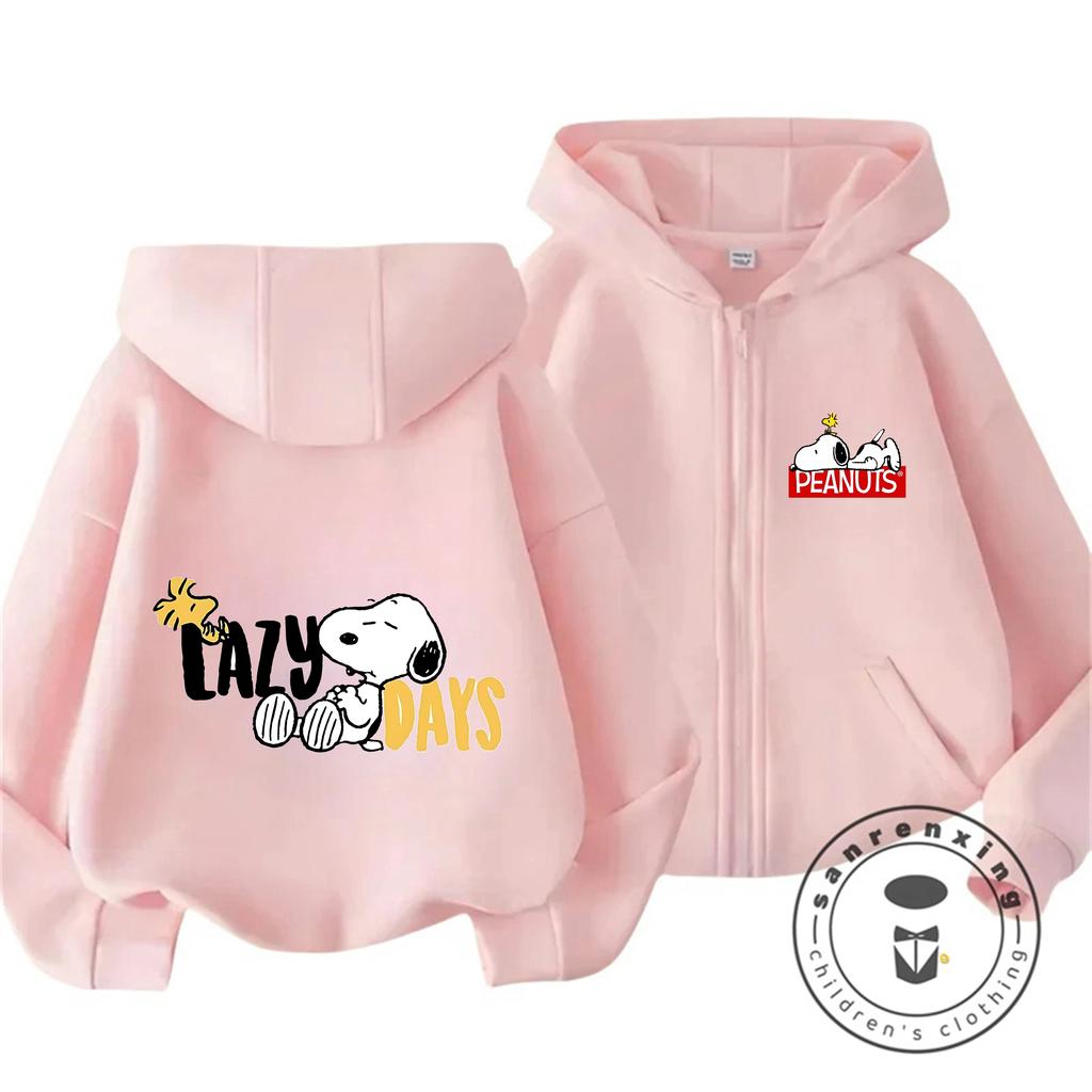 Trendy Hot Cartoon Zipper Hoodie Cute Casual Winter Hooded Kids Apparel Snoopy Children 3 14