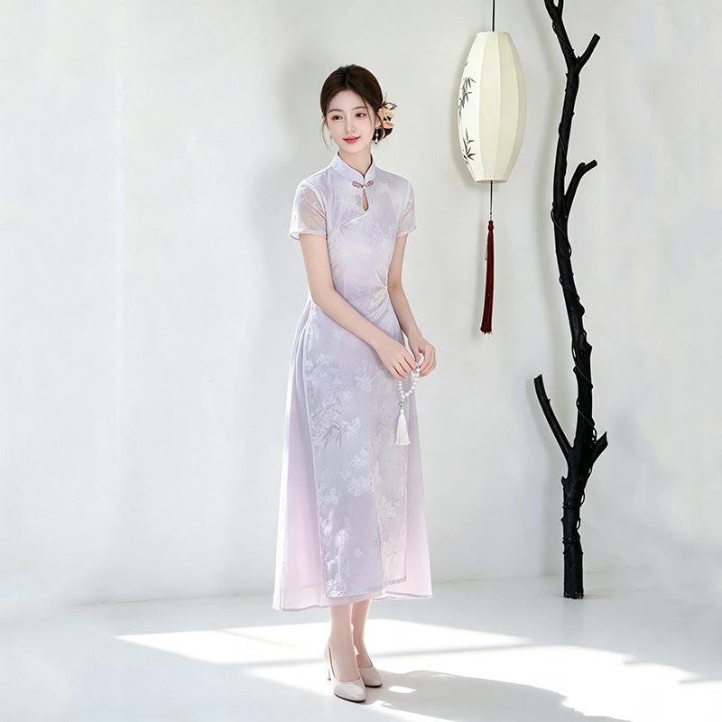 Purple new Chinese daily Suzhou cheongsam improved young 1011 new women's high-end dress summer