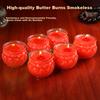 Bingyou 24-Hour Flat-Top Lotus Lamp, Set of 6, Smokeless Butter Lamp for Buddhist Worship, Round Lotus Long-Burning Lamp