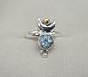 Sterling Silver Moon Goddess Ring, Blue Quartz & Gold Accent