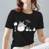 Women's T-shirt Hayao Miyazaki Totoro Pattern Tee Classic Black All-match Animal Printed Series Short Sleeve Tops Ladies Clothes