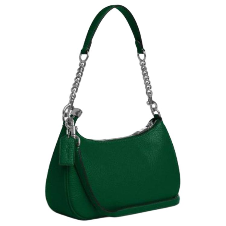 Coach Сумка на плечо Teri 24, кожаная, с металлическим логотипом, среднего размера, женская, зеленая CV934-SVQRJ