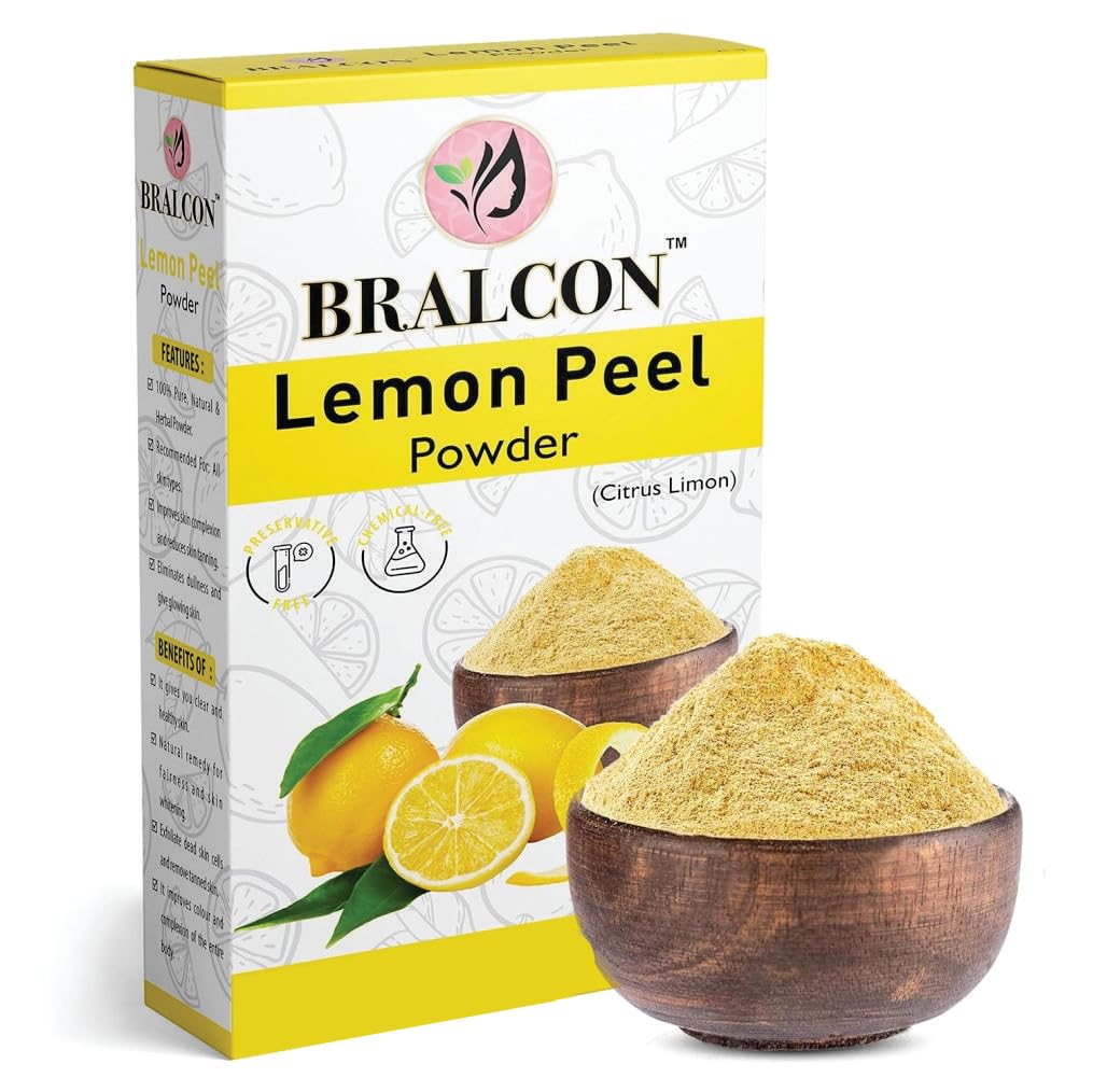 BRALCON Порошок цедры лимона 100 г | Citrus Limon | 100% Чистый и Натуральный для Лица, Кожи | Отшелушивающая Маска для Ухода за Кожей для Удаления Загара, Сияющей Кожи,