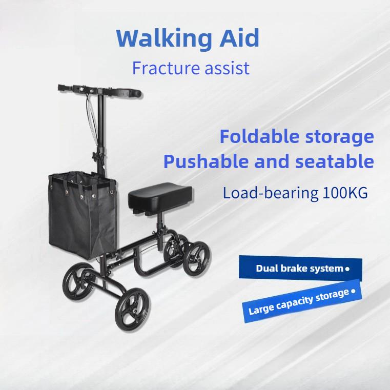 Elderly Four Wheel Knee Scooter Elderly Ankle Injuries Mobility Scooter Foldable Assistive Walking Cart