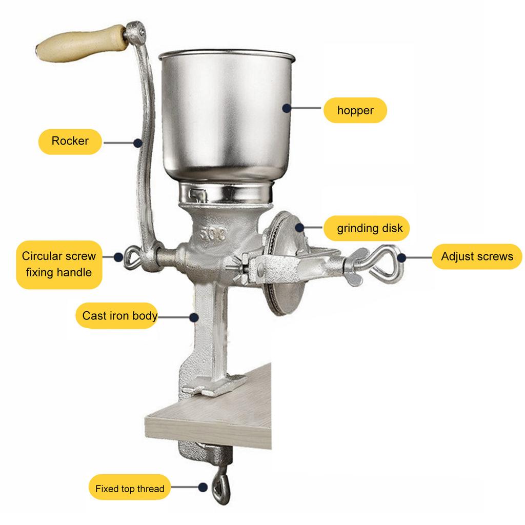 Ручная зерновая мельница-измельчитель, лужение, чугун, ручная, перечница, ручная, для овса, пшеницы, кофе, орехов, риса