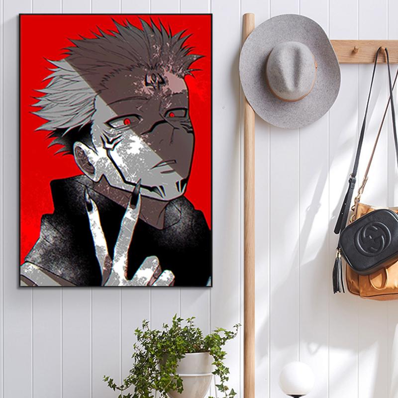 Настенный постер JiuJitsu Kaisen Sukuna, Спальня мальчика, Кабинет, Домашнее украшение, Классическое японское аниме Cuadros