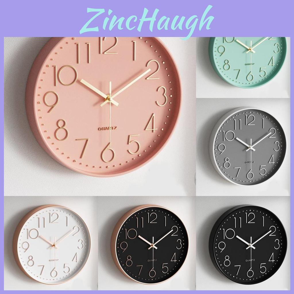 Contemporary Round Silent Wall Clock With Plastic Casing For Home Living Space