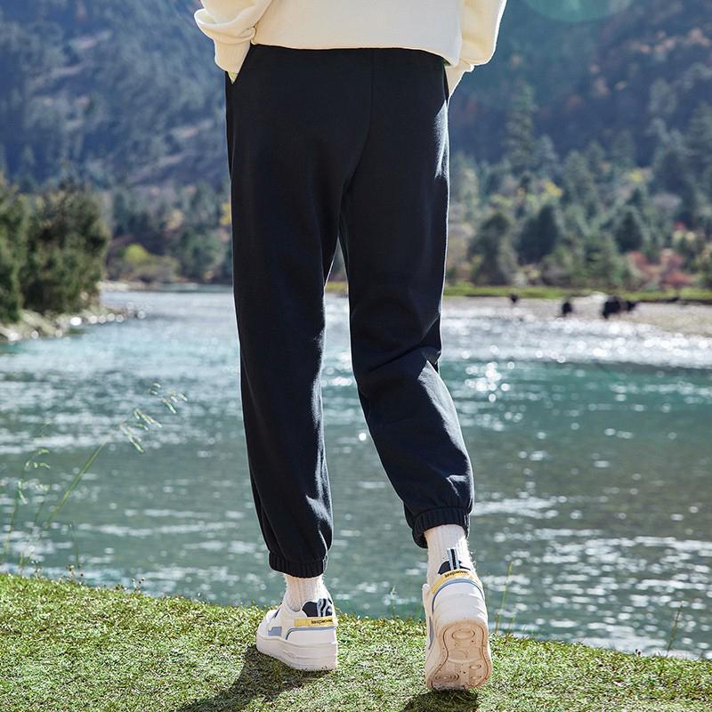 Anta Спортивные брюки Lifestyle Series с принтом букв, эластичным поясом и манжетами, женские брюки, черные 162218304-2