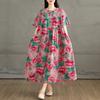 2025 New Women Plus Size Summer Dress Casual Oversized Basic Vintage Loose Maxi Floral Printing Dress