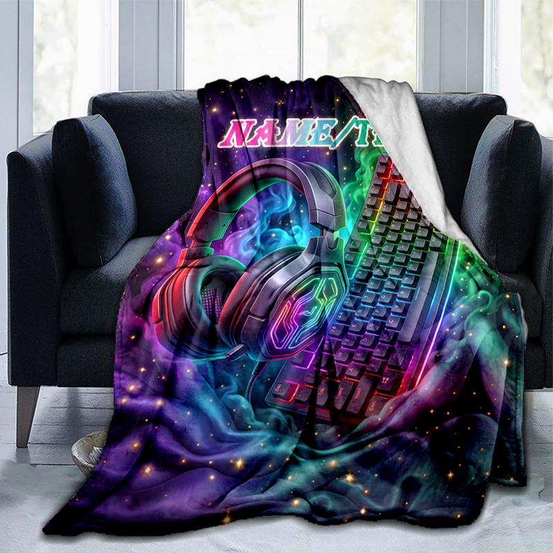 1PC Custom Name Gear Neon Vibes outdooor Flannel blankets Throw Blanket All-Season Throw Gift Bedspread for Couch, Bed, Camping Holiday Birthday gift