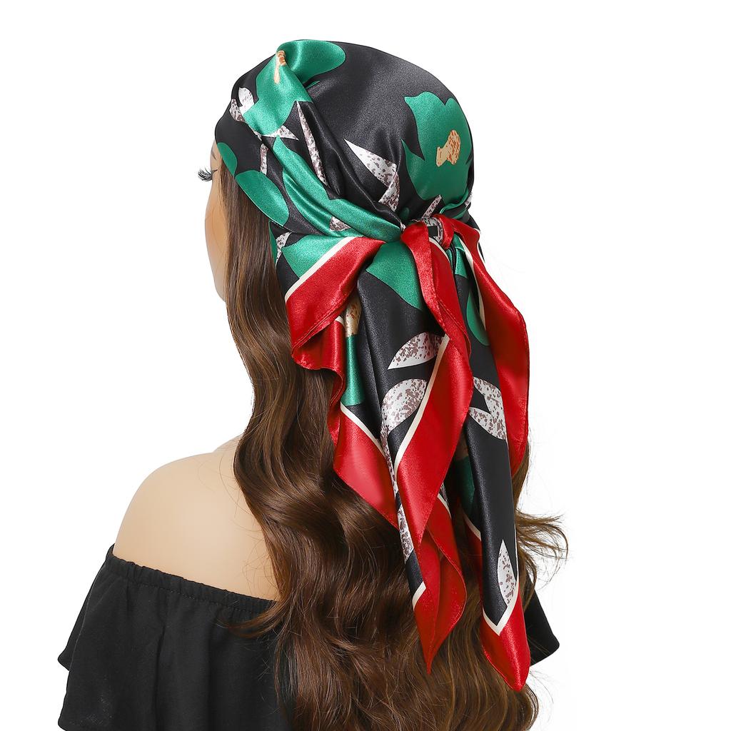 Модный квадратный шелковый платок Женский головной убор 90*90см Принт Шейные платки Офисная повязка для волос Носовой платок Женская бандана Головной убор