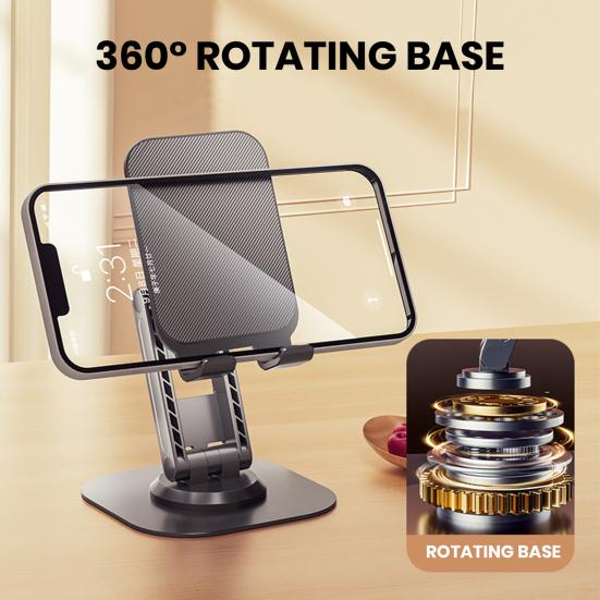 Aluminum Alloy Phone Holder 360 Rotatable Non-slip Foldable Heavy Duty Desktop Tablet Mobile Phone Stand Phone Accessories