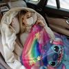Cute Blue Alien with Headphones Print Cozy Flannel Blanket for Lightweight All Season Ideal Choice For Birthday & Holiday Gifts