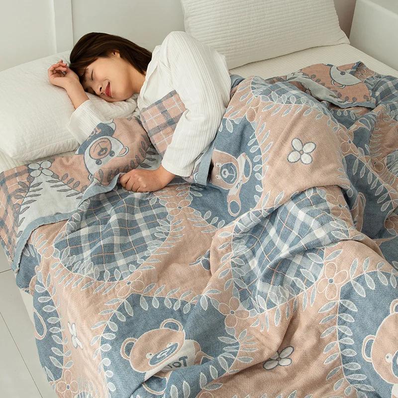 Новое двойное хлопковое одеяло для кроватей, марлевая простыня для дивана, одно крутое одеяло, мягкое дышащее удобное покрывало на кровать