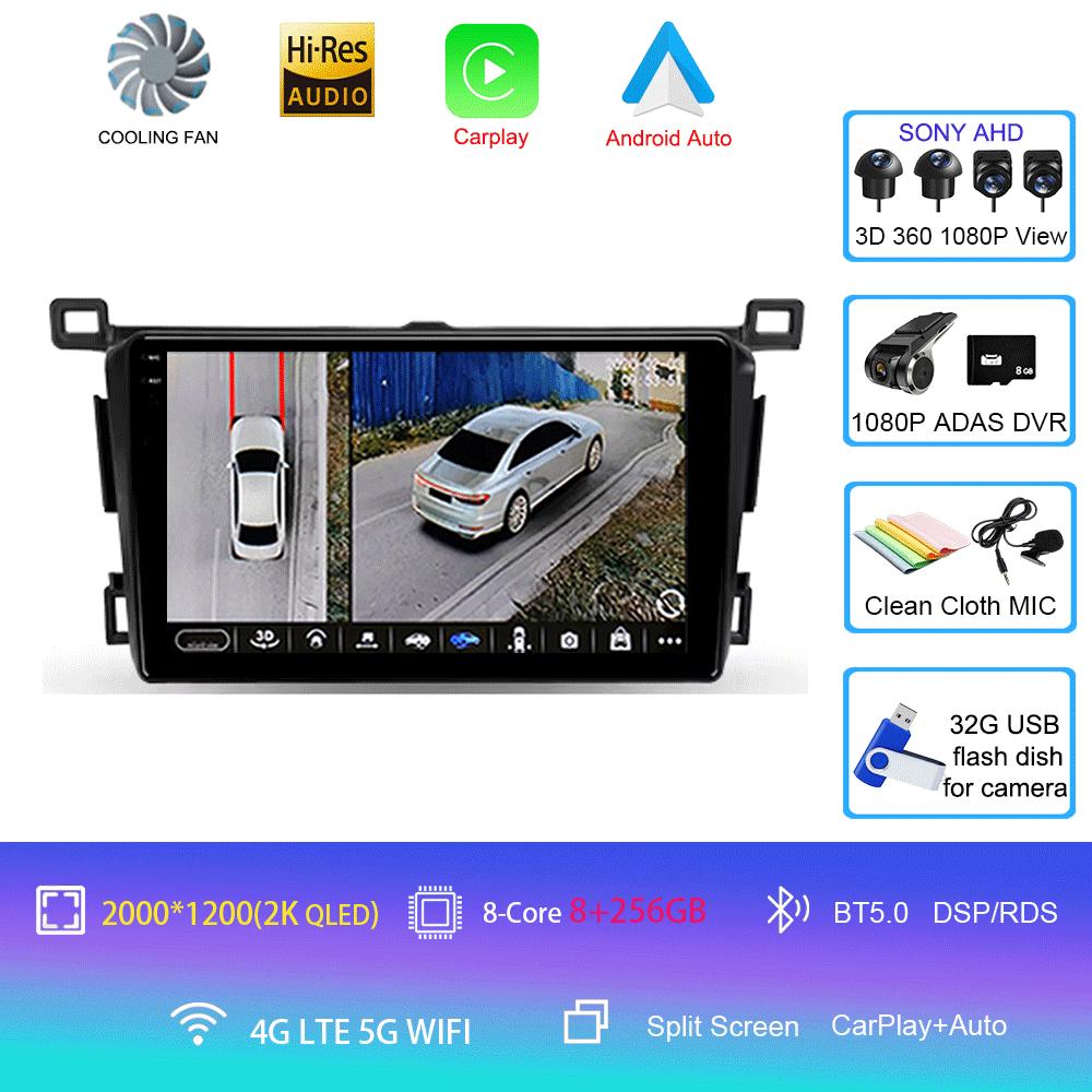 Автомобильное радио Android 14 Carplay Auto для Toyota RAV4 Rav 4 2013 2014 2015 2016 2017 2018 2019 Мультимедийный видеоплеер GPS головное устройство
