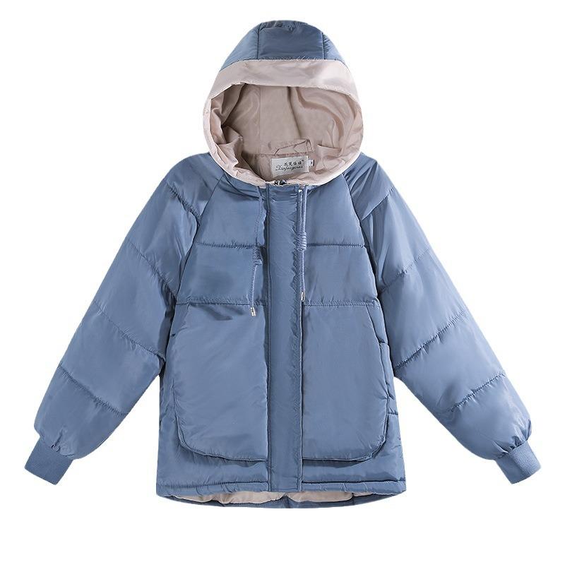 Cotton-padded Women's Short New Winter Clothes Loose Plus Size Cotton-padded Jacket Thickened Students Hooded Cotton-padded Jacket.