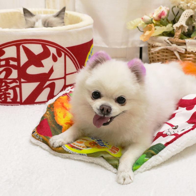 Подстилка для домашних животных в форме лапши с флисовой подкладкой, теплая, дышащая, съемная, круглая, для кошек, откидная крышка, универсальная, для собак, на все времена года