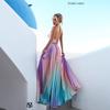 Новая женская одежда платье с маятником на талии с постепенным изменением цвета сексуальное платье с глубоким V-образным вырезом длинное платье женское