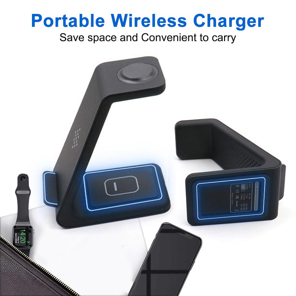 15W Wireless Charger Dock Fast 3 In1 Qi For iPhone/ Samsung /Huawei/Xiaomi/Aipods/ iWatch