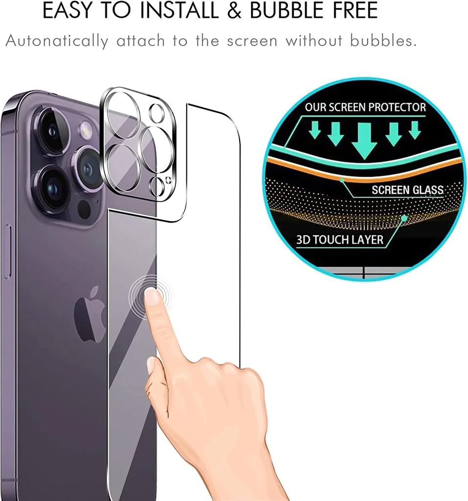 4 в 1 закаленное стекло для iPhone 15 14 13 11 16 Pro Max 12 Mini Plus 15Pro 14Pro i16 защитная пленка для заднего экрана с пленкой для объектива камеры