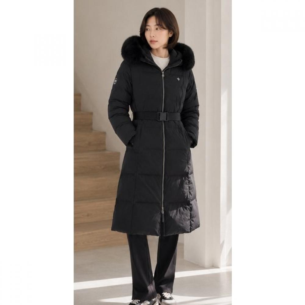 Le Coq Sportif Women Mink Fur Goose Long Down Black Qp422odjn2