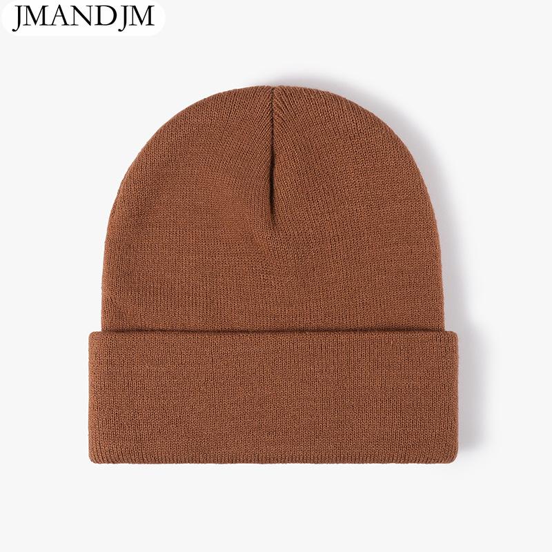 Available Autumn and Winter Warm Thickened Double Beanie Hat Simple Men's Women's Knitted Hat