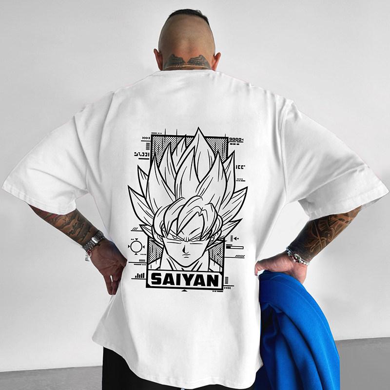 Dragon Ball Бейджита Укун Печатная Цифровая Прямая Печать Летняя Свободная Большого Размера Хлопковая Футболка с Коротким Рукавом Мужской Топ
