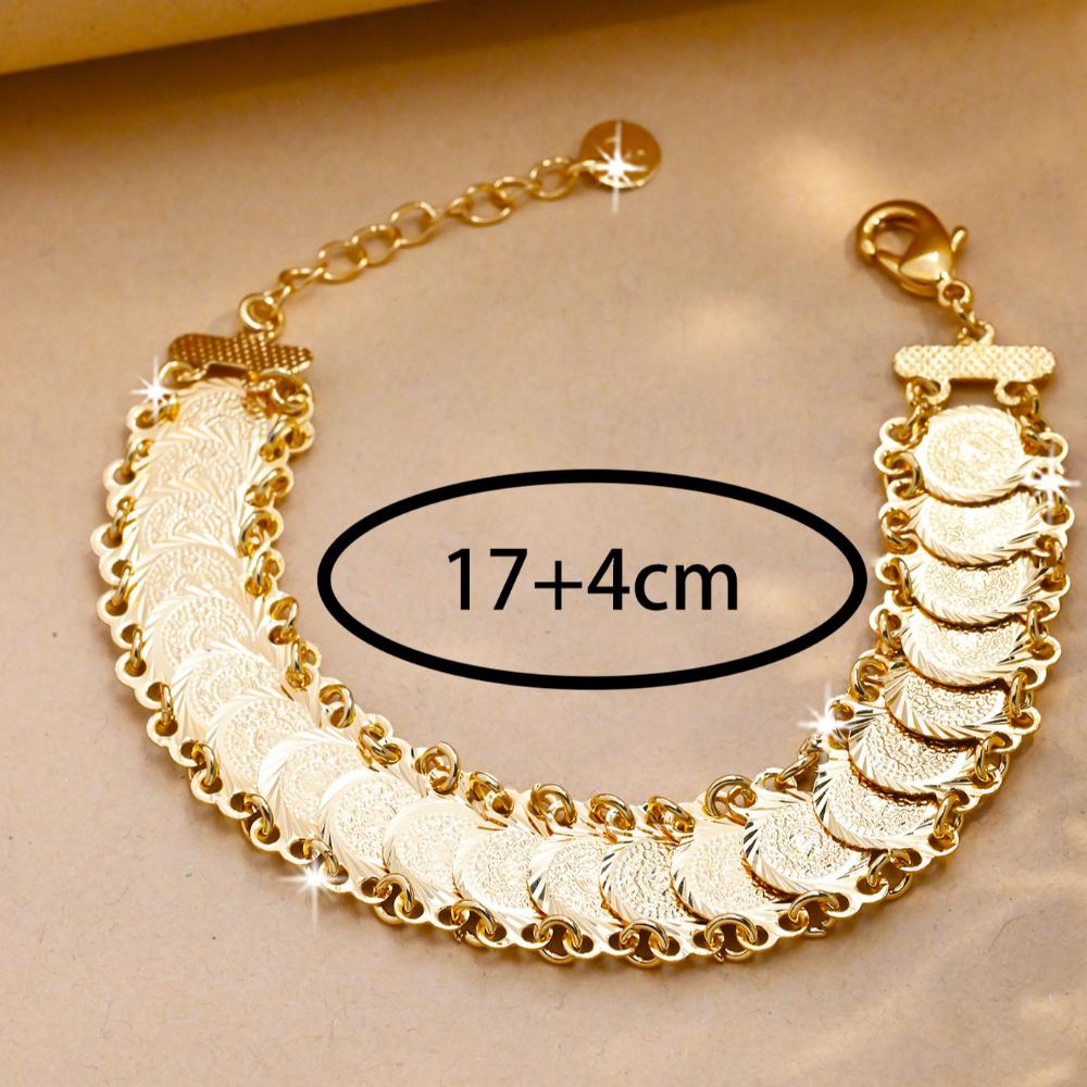 Plating Gold Money Coin Bracelet Copper Jewelry Luxury Chain Bracelet