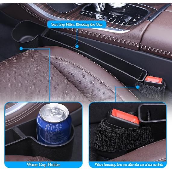 Car Seat Gap Filler, Multifunctional Seat Side Gap Filler with Cup Holder & Organizer, Gap Stopper Universal Fit Car SUV Truck Fill The Gap Between