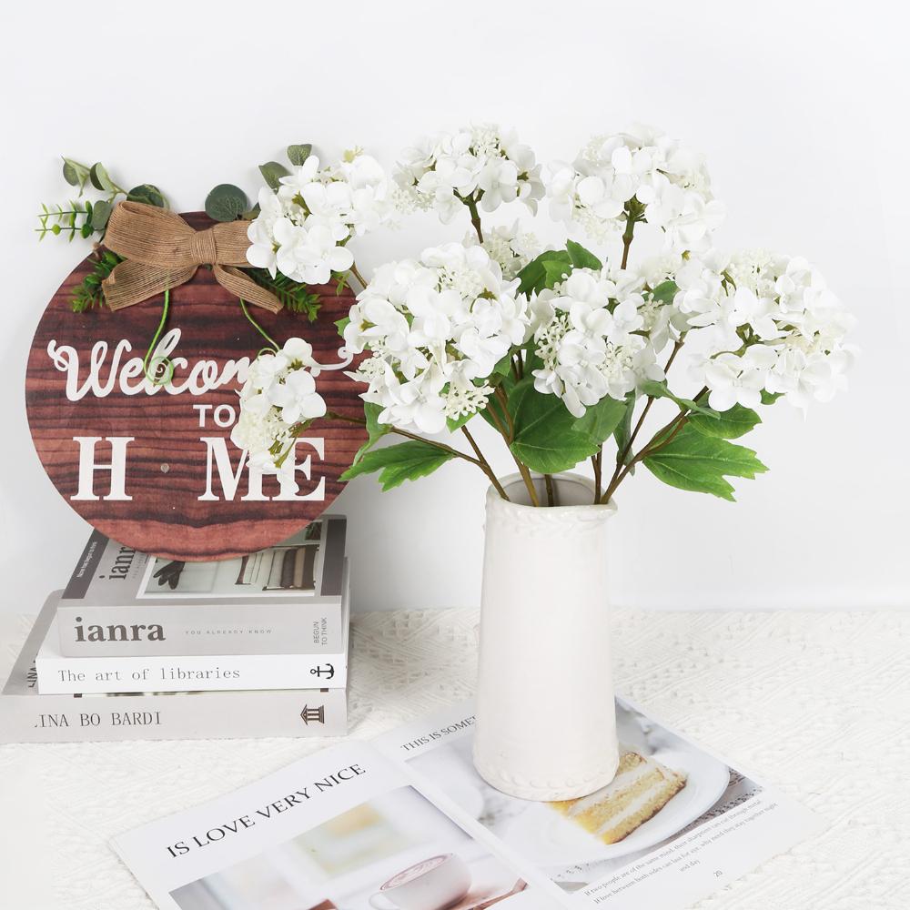 Artificial Flowers Real Touch Hydrangea 2 Heads Large Fake Hydrangea Flowers Faux Hydrangea with Stem for Wedding Home Room Table Centerpiece Decor