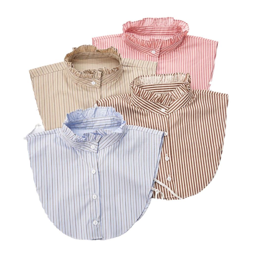 Stand Striped Half-Shirt False Collar for Women's Shirt Blouse Tops Removable Detachable Collars Women Fuax Cols