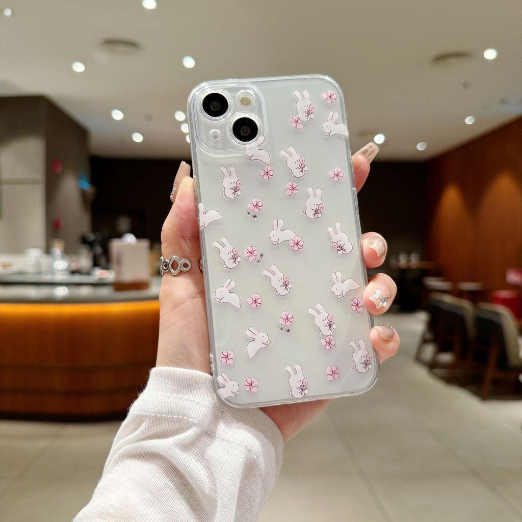 Чехол с изображением кролика и цветка для Apple iPhone 11/12/13/14/15
