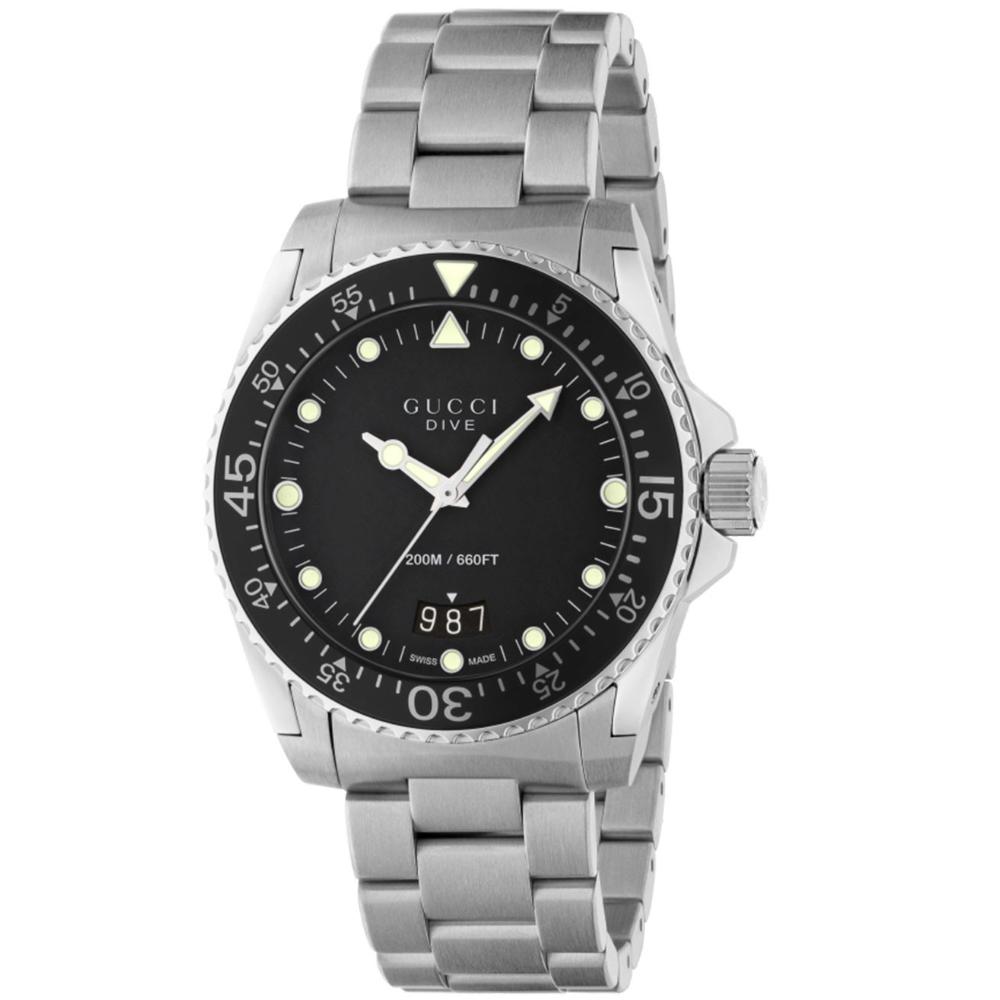 Gucci Мужские часы YA136301B Dive с черным циферблатом