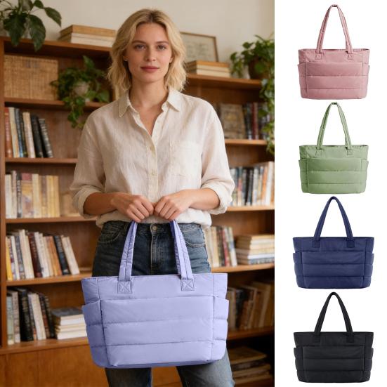 Женская сумка через плечо, стеганая сумка-тоут, большая вместимость, легкая, водонепроницаемая, с несколькими карманами, сумка для ноутбука, для работы, путешествий, спортзала