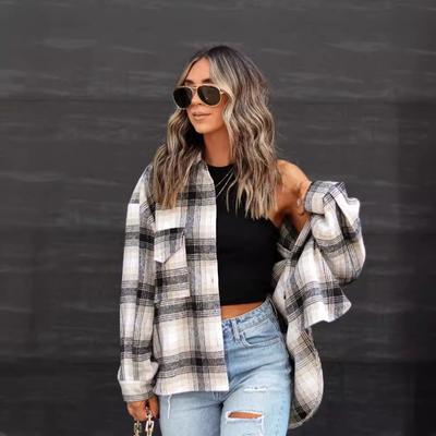 Женская одежда Осень и зима Ретро стиль кардиган клетчатая шерстяная куртка для женщин