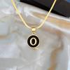Black Letter Round Pendant Necklace 26 Letter Snake Chain Necklace Women Adjustable