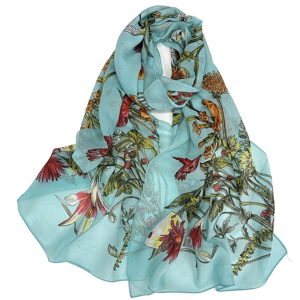 Sun-Resistant Silk Scarf Breathable Long Wraps Portable Beach Shawl for Women