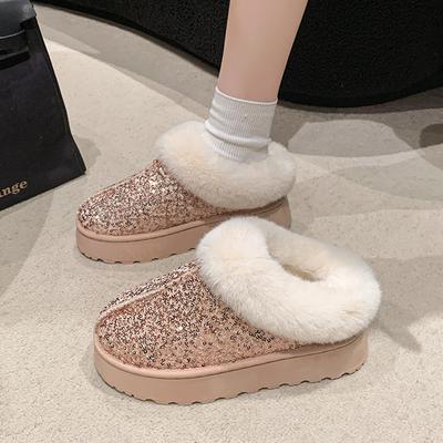 Aphixta Блестящий верх Теплые зимние ботинки Пушистая плюшевая подкладка Ботильоны Женские Зимние ботильоны Обувь на молнии botas mujer botines Размер 43