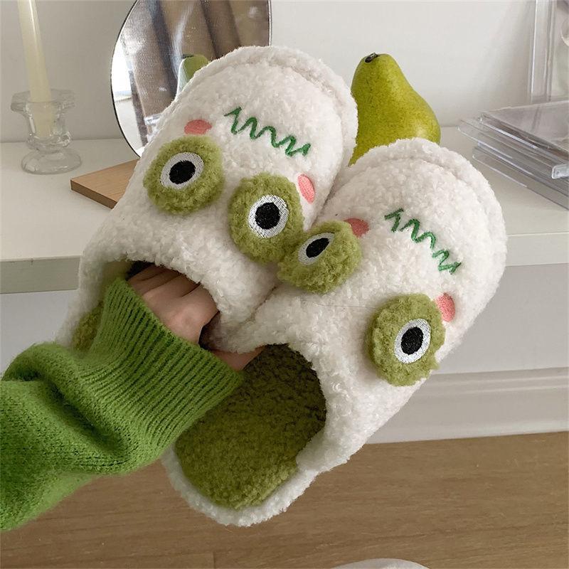 Тапочки для женщин, милые животные, девушки, мода, кавайные, пушистые, зимние, теплые, женские, мультяшные, лягушки, домашние тапочки, забавная обувь